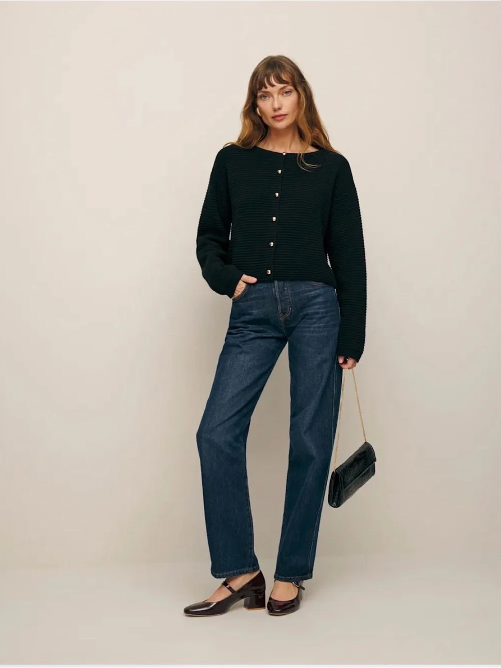Reformation Gigi black ribbed cardigan M - Picture 3 of 8